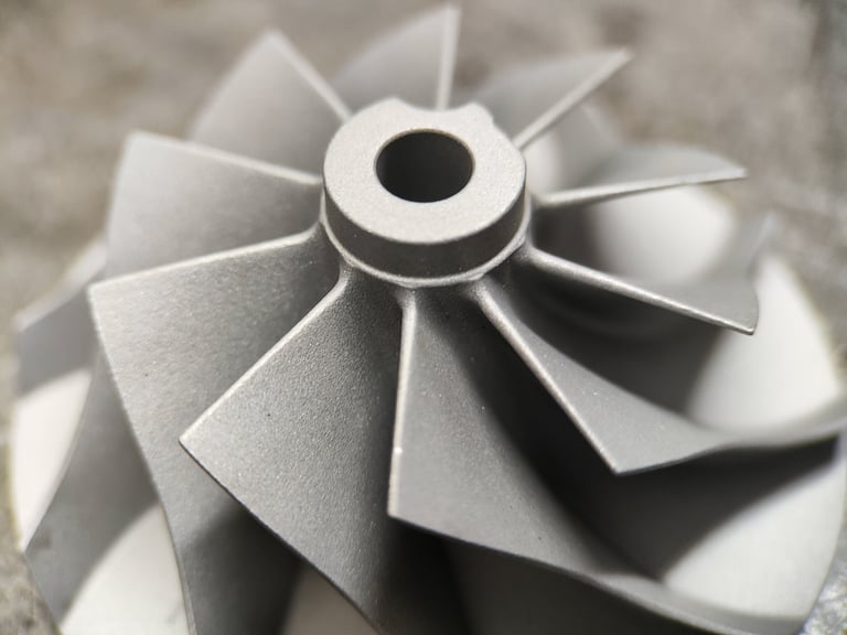 Close-up of impeller turbocharger blades